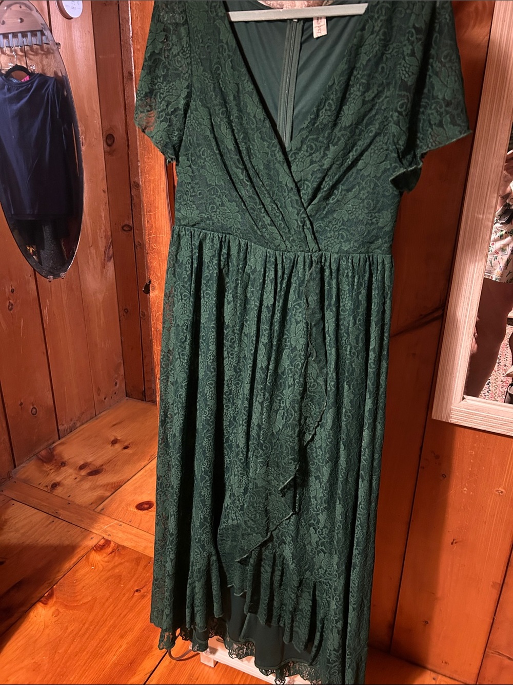Ever Pretty Deep Green Lace High-Low Dress